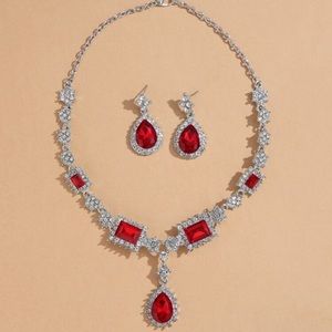 3 PCs gemstone water drop decor jewelry set